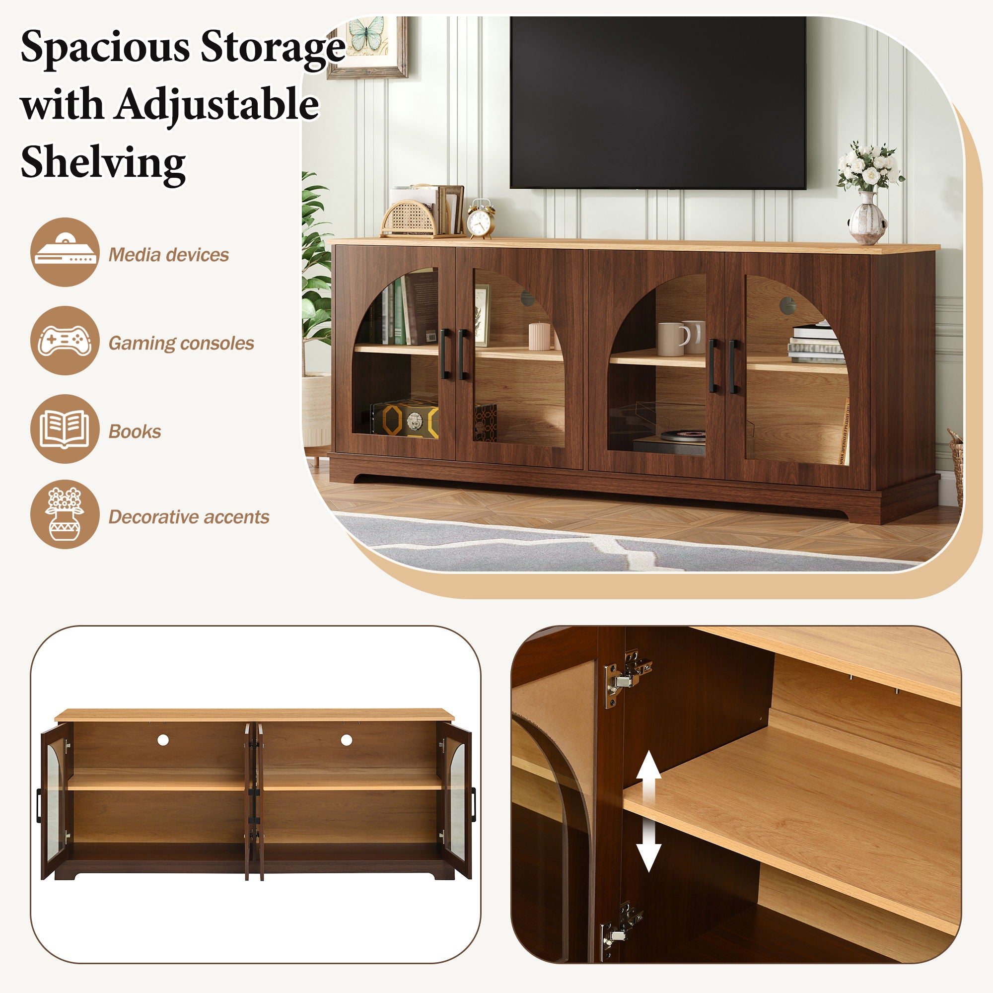 TV Stand With Semi Arched Doors