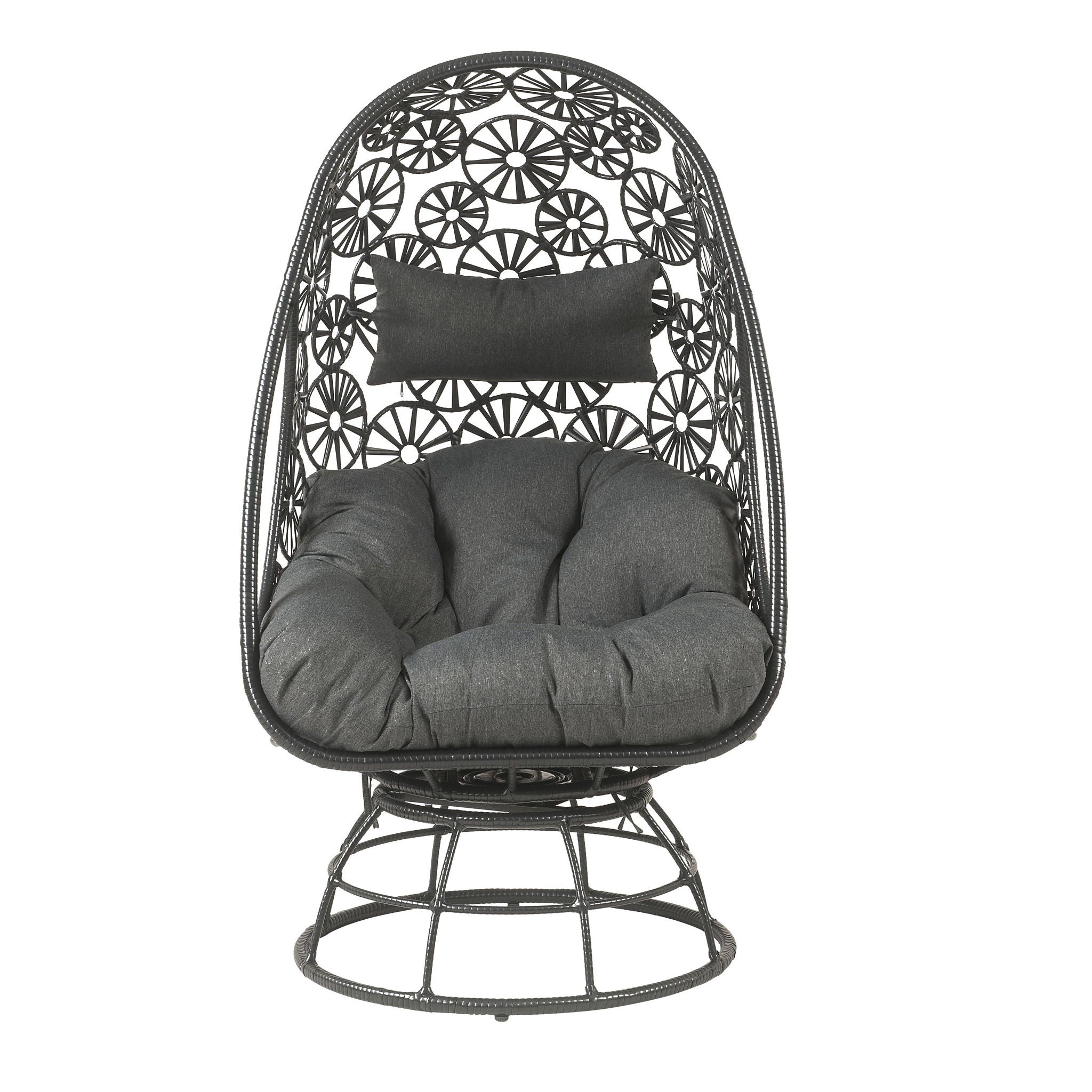 Hikre - Patio Lounge Chair & Side Table - Black / Charcoal
