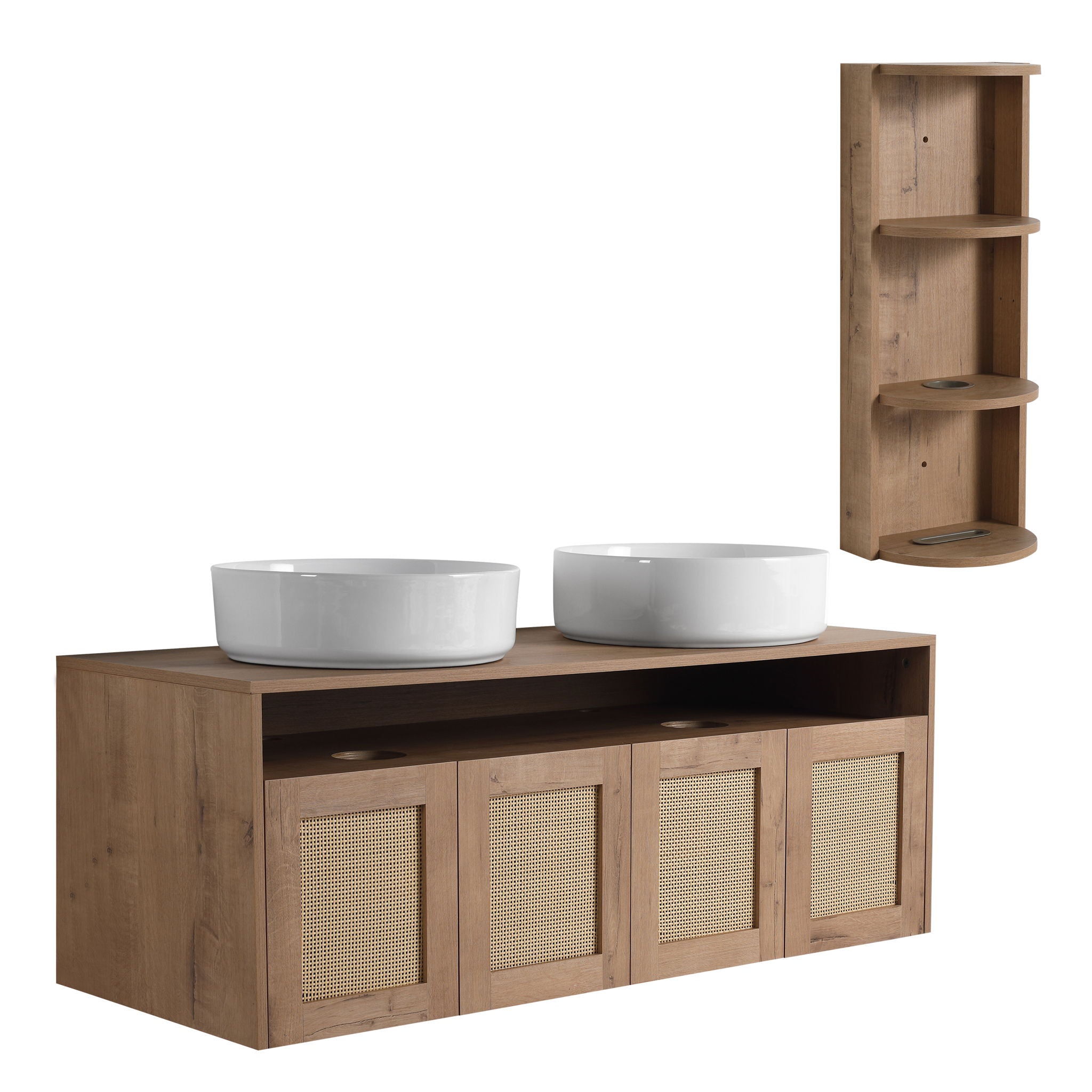 Bathroom Vanity With Art Sink And Storage Rack, Float Mounting Design