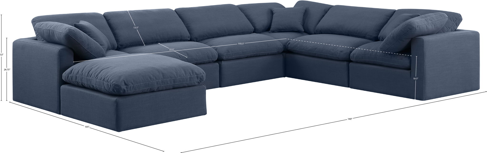 Indulge - Linen 7 Piece Modular Sectional