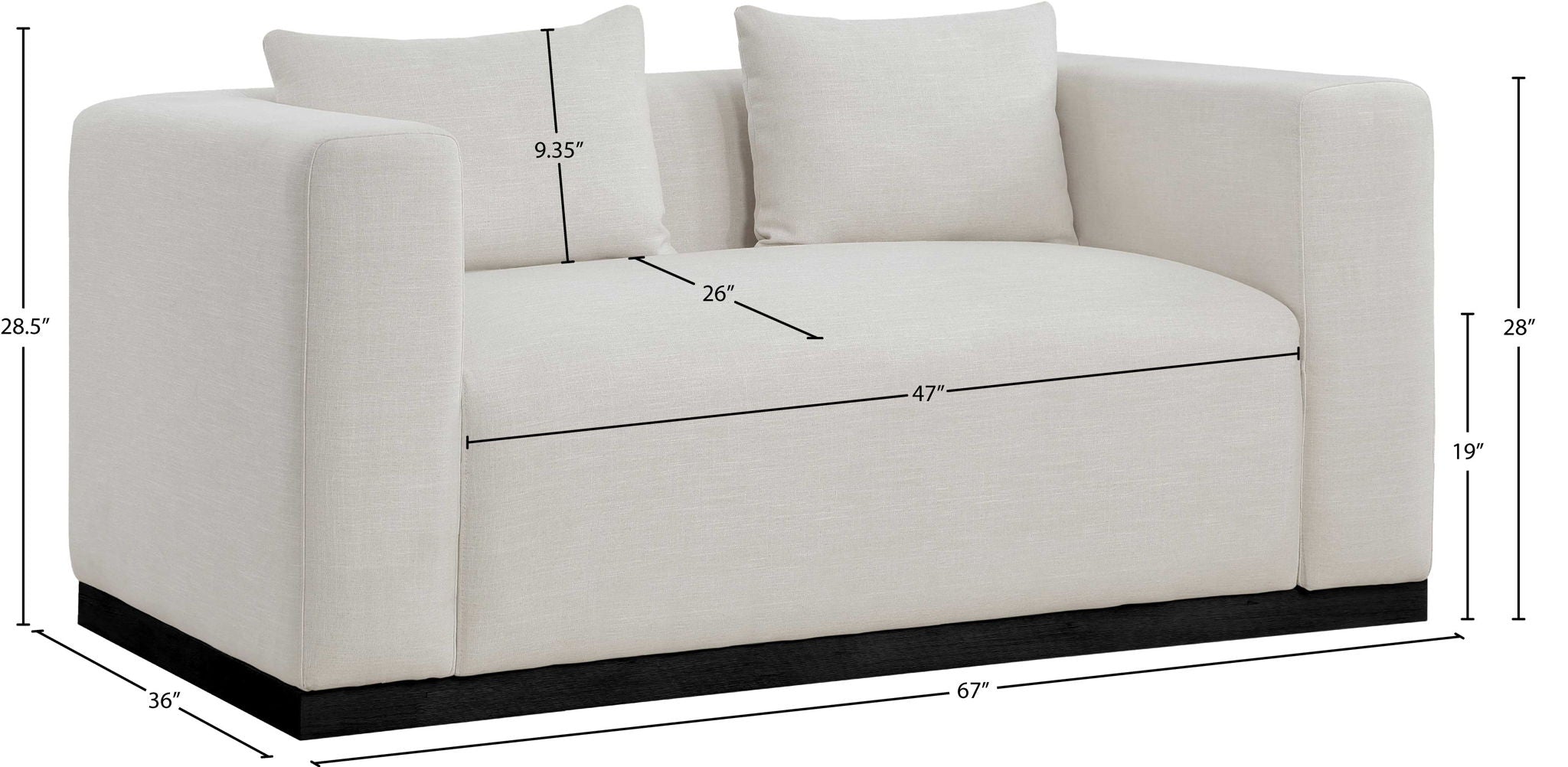 Alfie - Linen Textured Fabic Loveseat