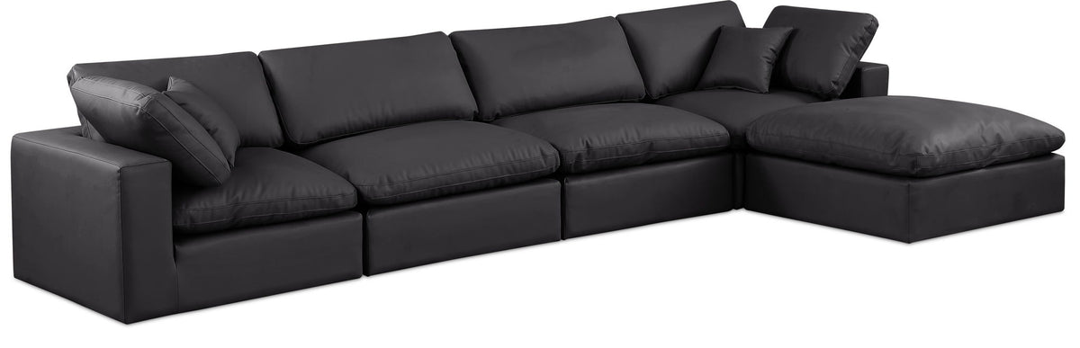 Comfy - 5 Piece Faux Leather Modular Sectional With Chaise