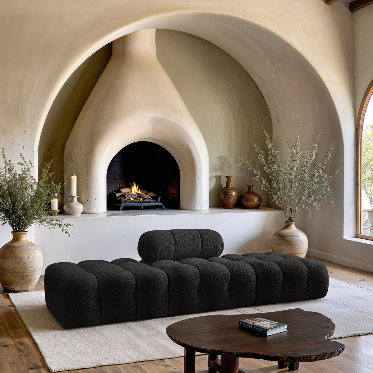 Ames - 3 Piece Boucle Upholstered Modular Sofa With 2 Backless Seats