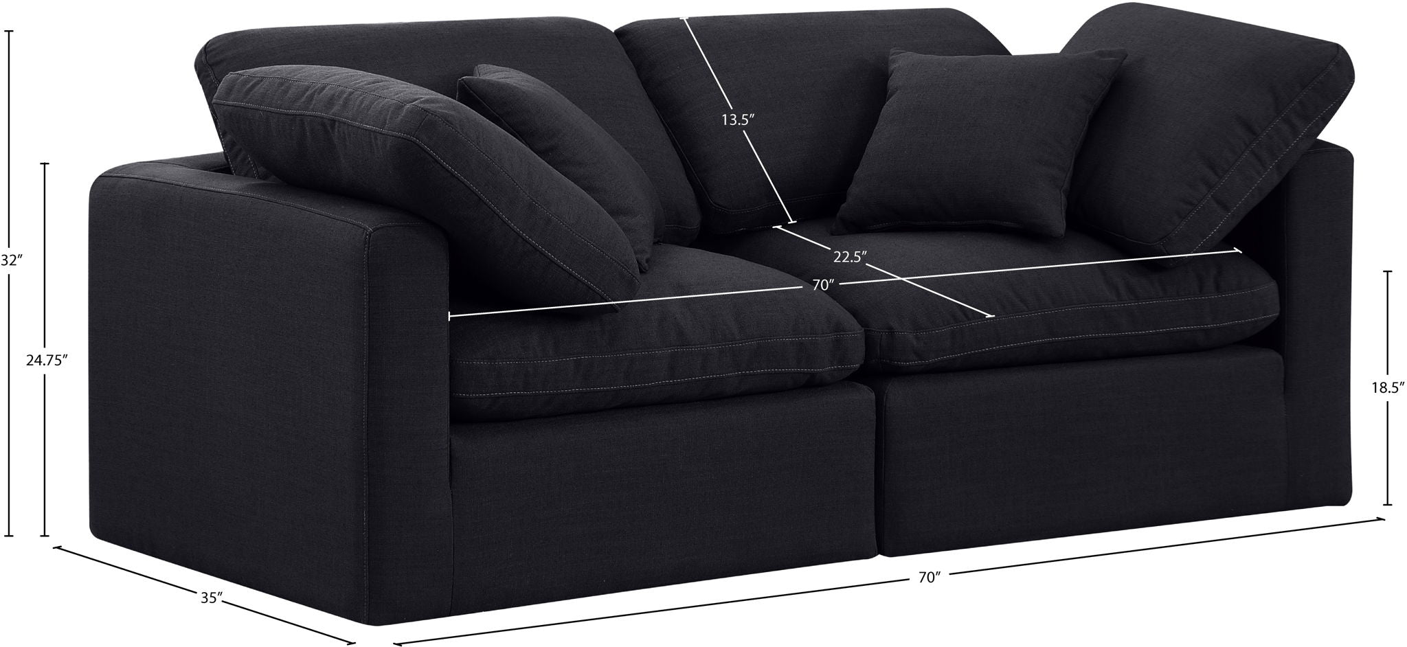 Indulge - Linen 2 Seat Modular Sofa
