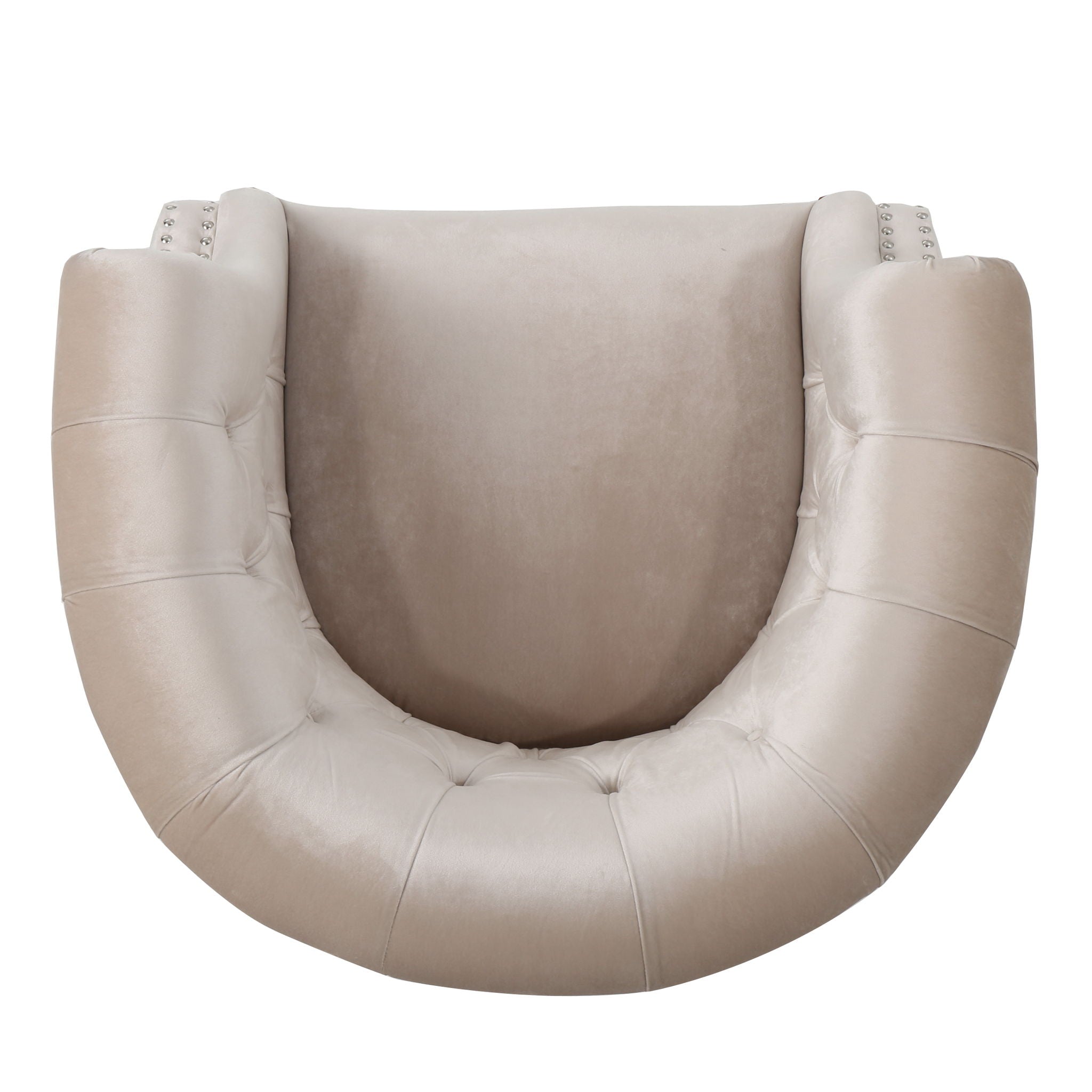 Celestialis - Upholstered Velvet Club Chair With Tub Design And Rolled Recessed Armrests - Champagne