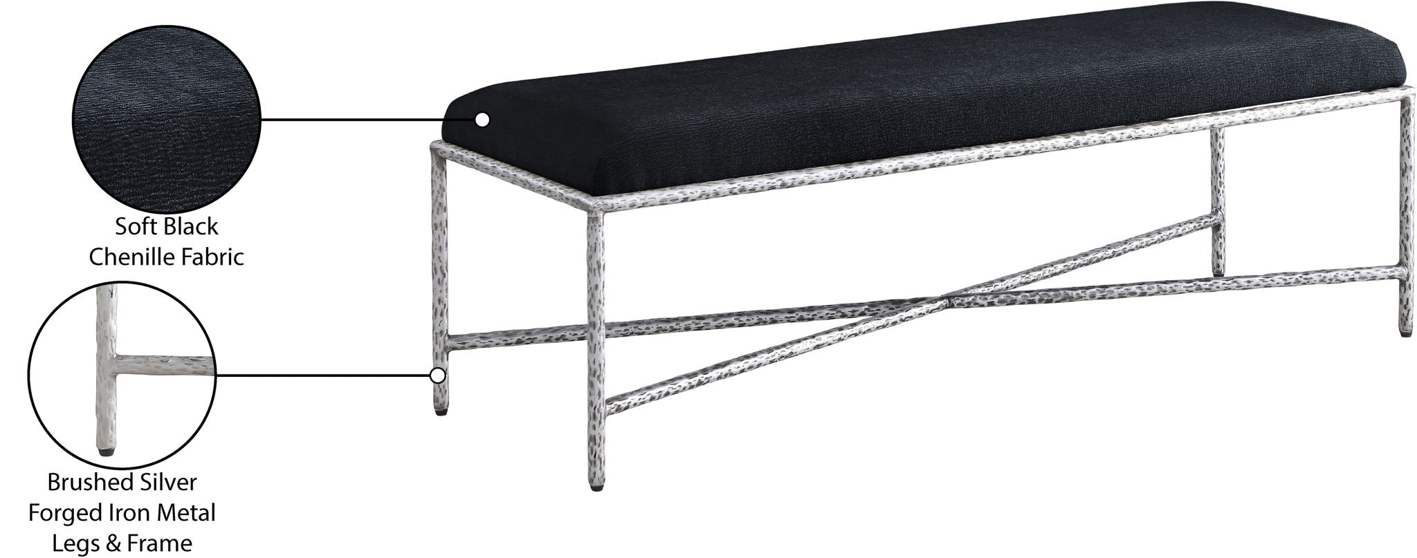Valley - Bench With Silver Frame