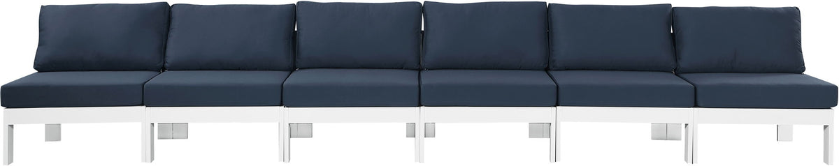 Nizuc - Outdoor Patio 6 Seat Armless Modular Sofa With White Frame