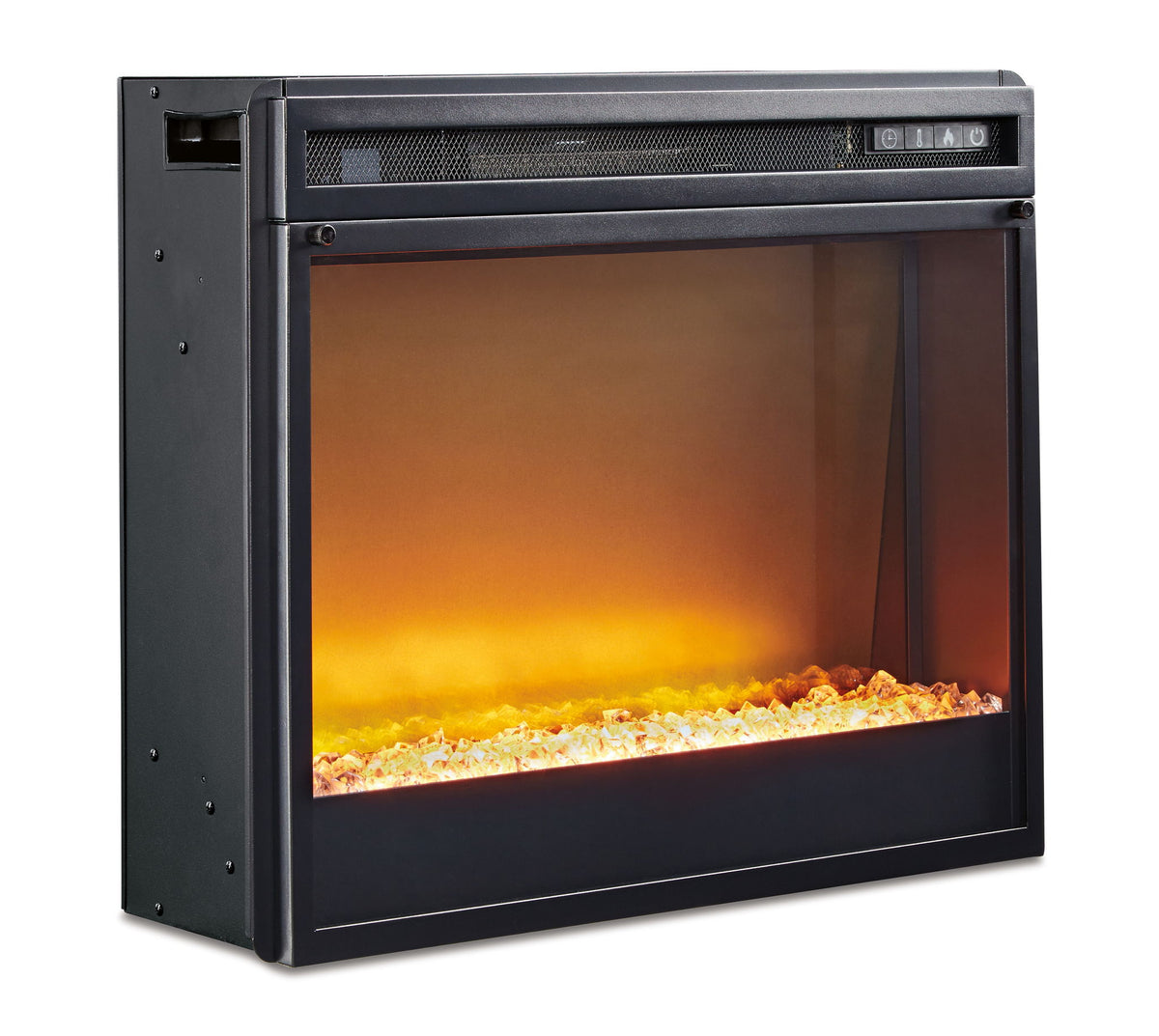Entertainment Accessories - Fireplace Insert Glass/Stone - Black