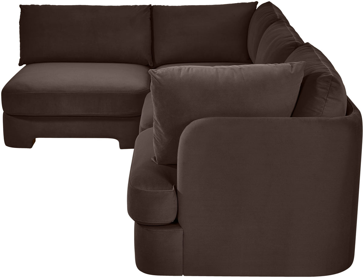 Hammond - Velvet Performance Fabric Upholstered 4 Piece Armless Sectional