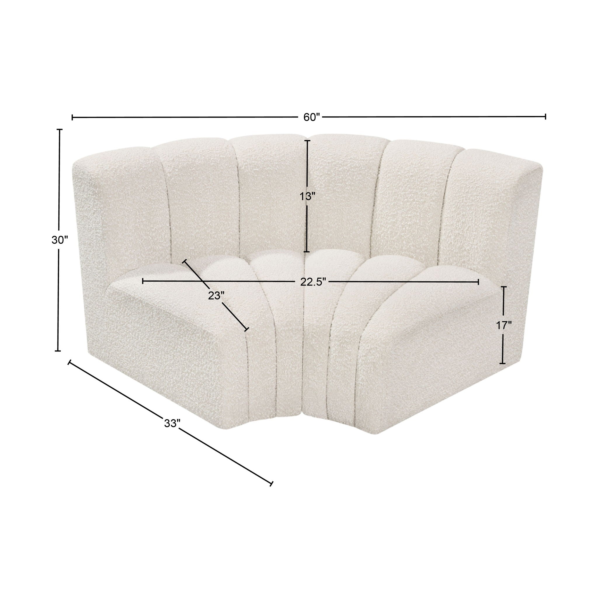 Arc - Boucle Fabric 2 Piece Modular Sofa