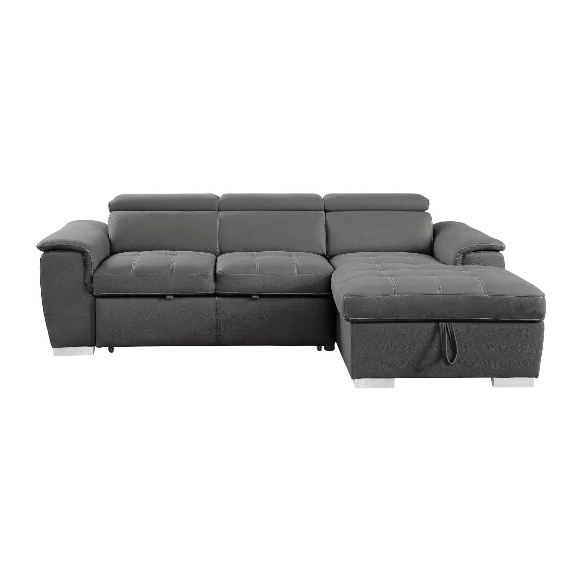 Ferriday - 2 Piece Sectional With Adjustable Headrests, Pull-Out Bed And Right Chaise With Hidden Storage