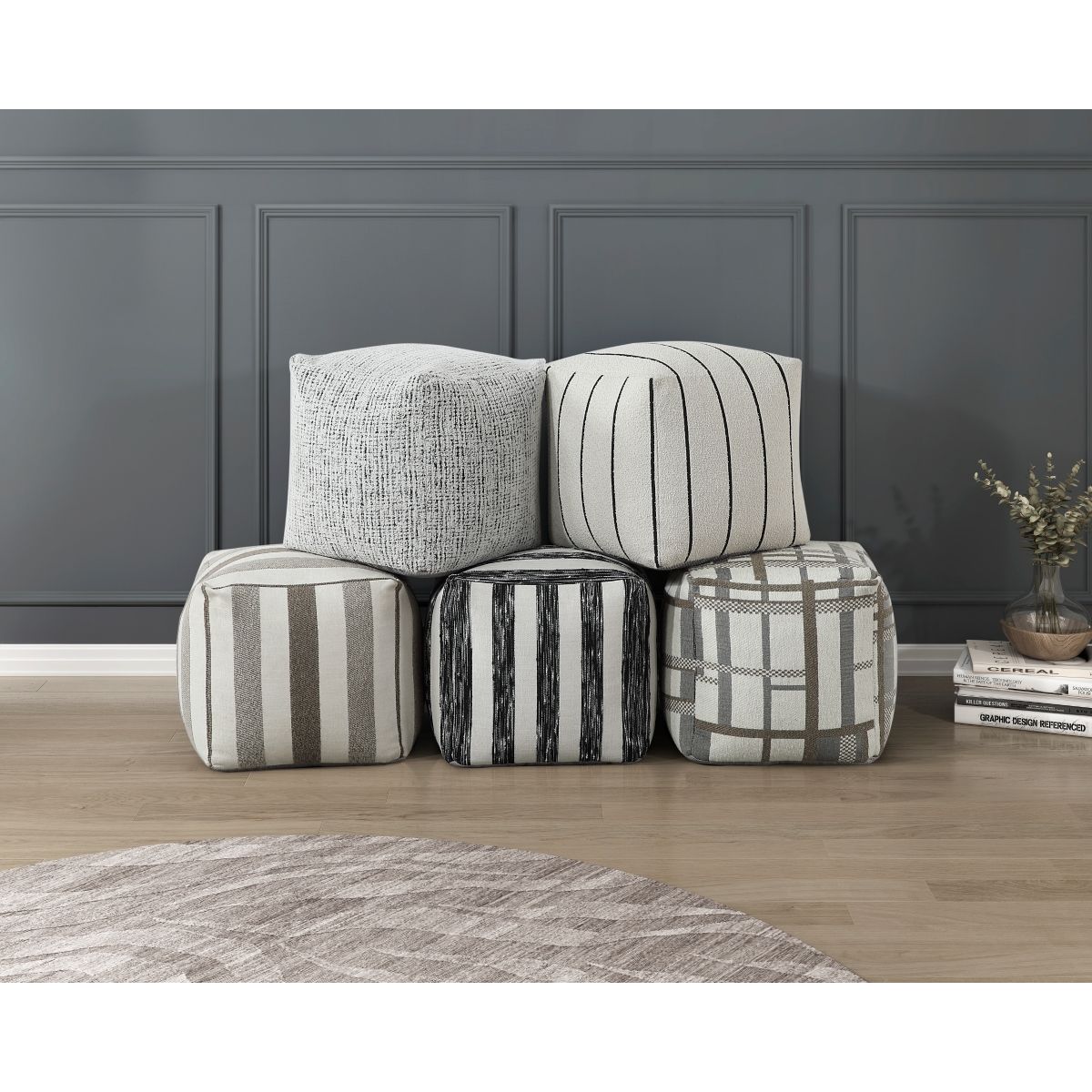 Easley - Cravat Pouf - Multicolor