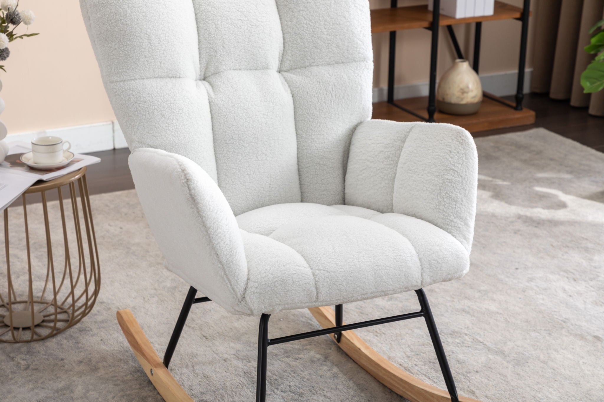 Rocking Gilder Chair For Living Room - Ivory