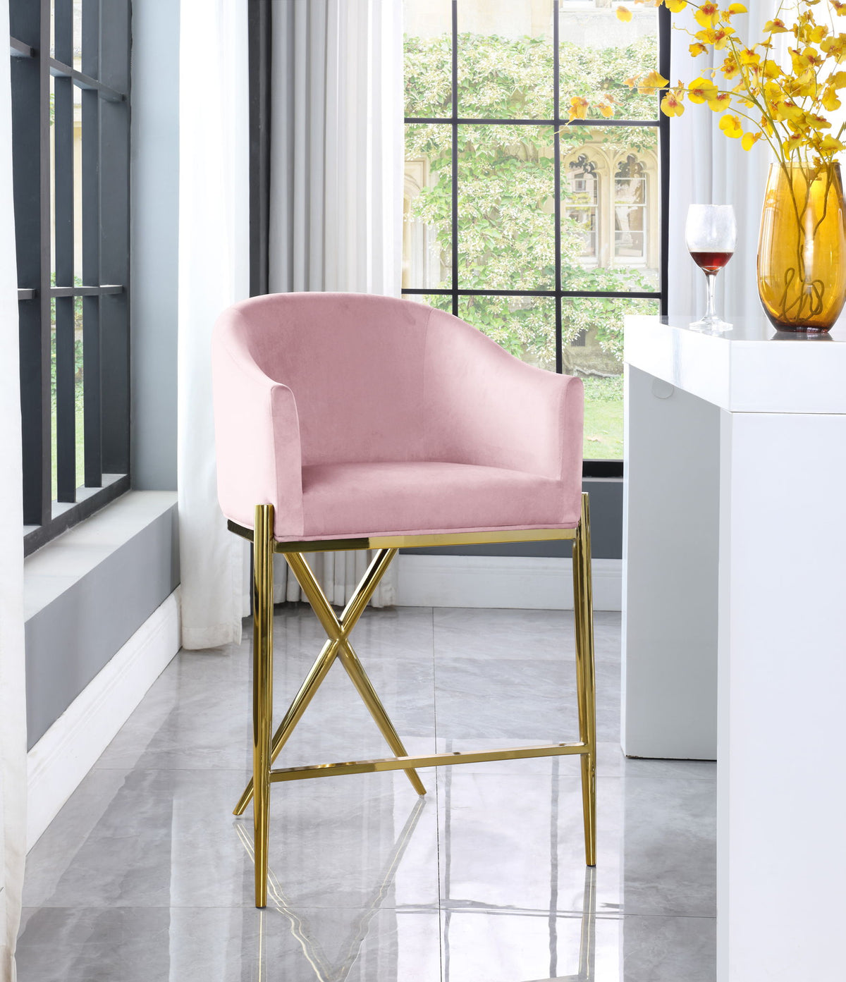 Xavier - Counter Stool with Gold Legs