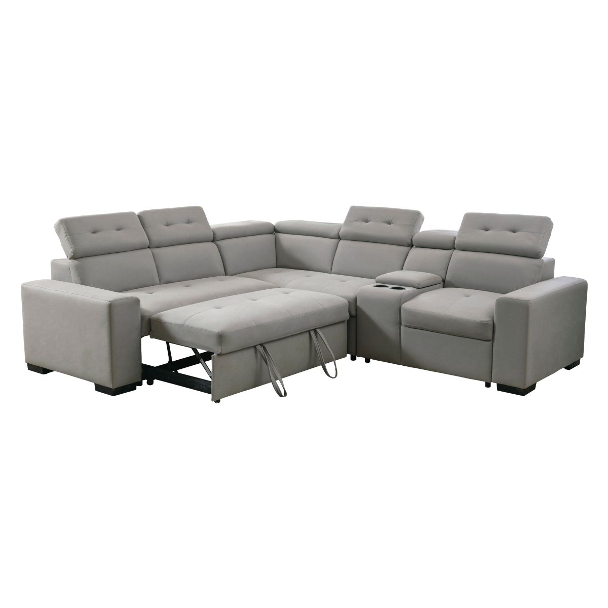 Farrah - 3 Piece Sectional With Adjustable Headrests - Light Gray
