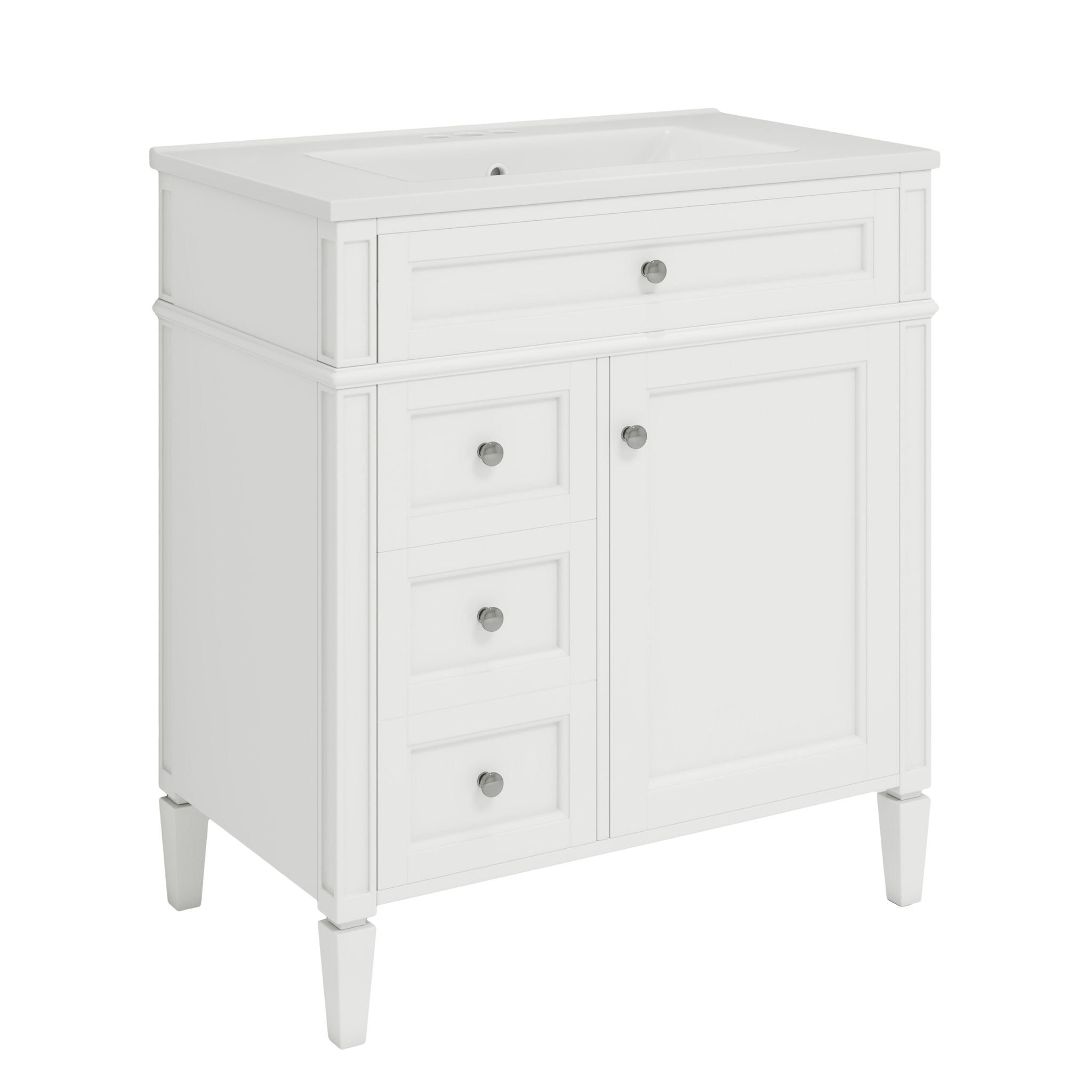 Bathroom Vanity With Medicine Cabinet, Royal Mirror Cabinet, Modern Bathroom Storage Cabinet With 2 Soft Closing Doors And 4 Drawers