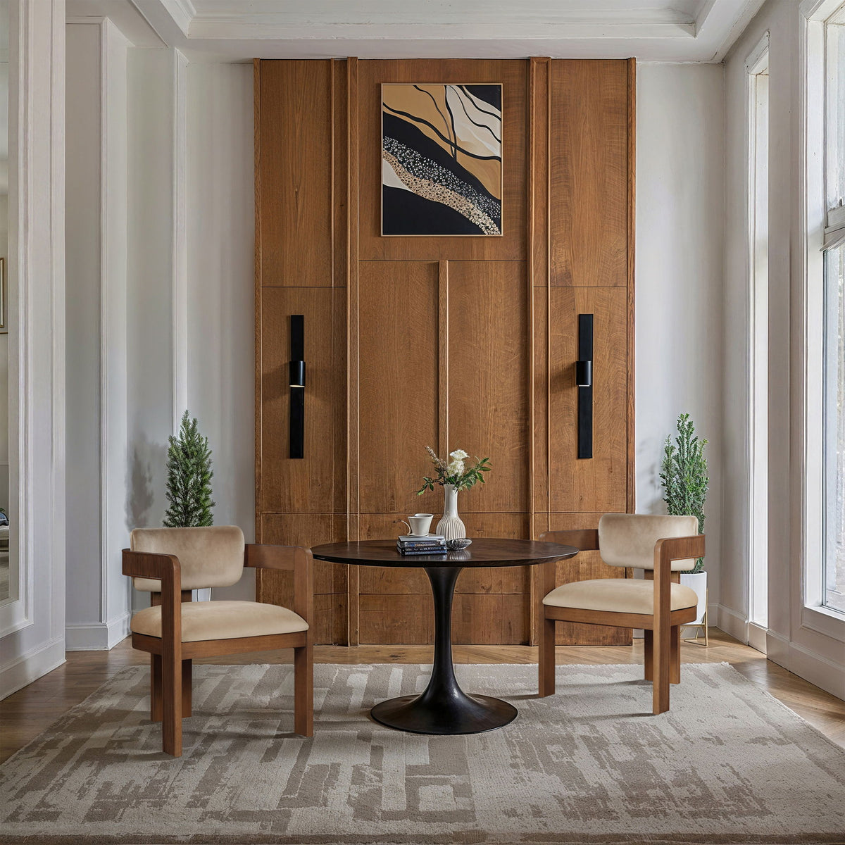 Sacha - Velvet Dining Chair With Brown Base (Set of 2)