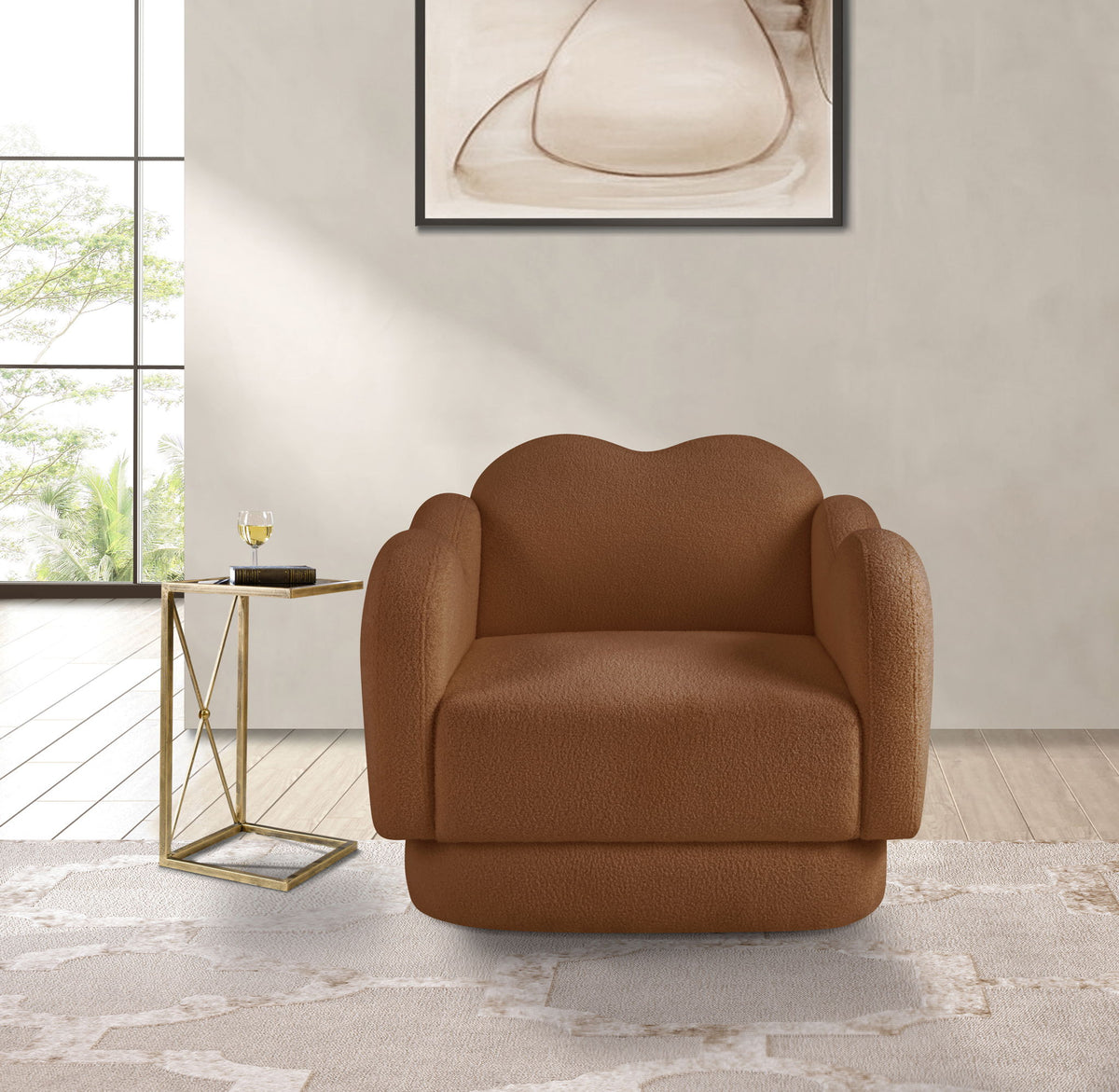 Bloom - Teddy Fabric Chair - Saddle