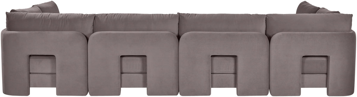Hammond - Velvet Performance Fabric Upholstered 6 Piece U-Shaped Armless Sectional