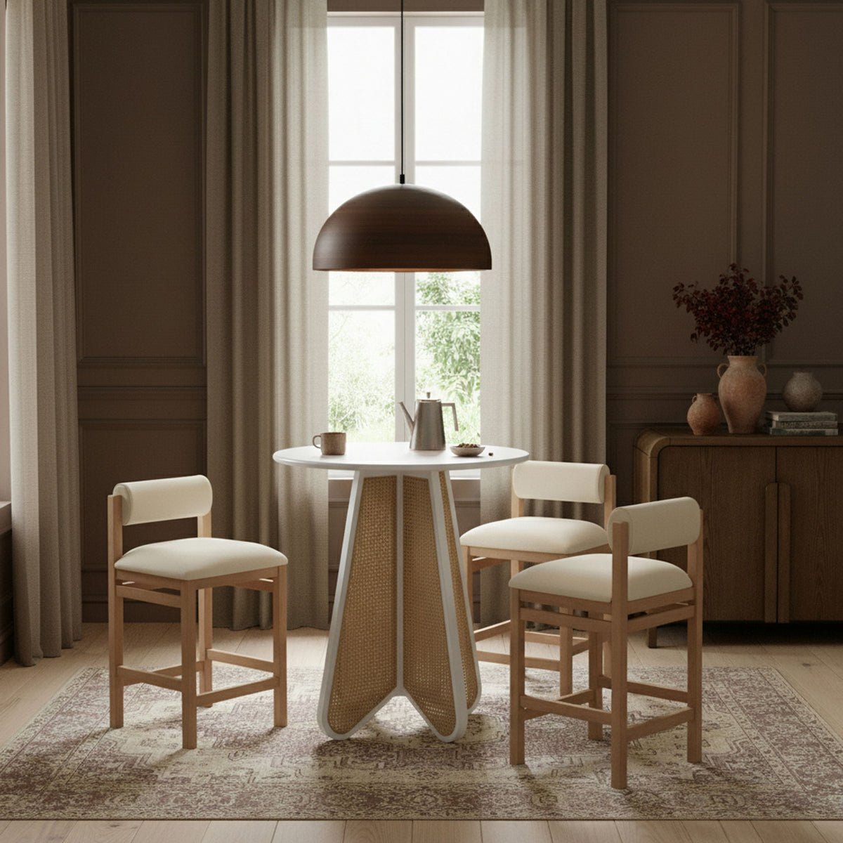 Butterfly - Solid Wood And Natural Cane Table