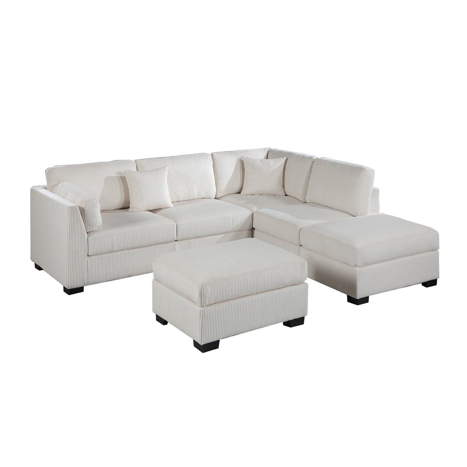 Sectional Sofa Set With Reversible Left / Right Chaise And Matching Cocktail Ottoman