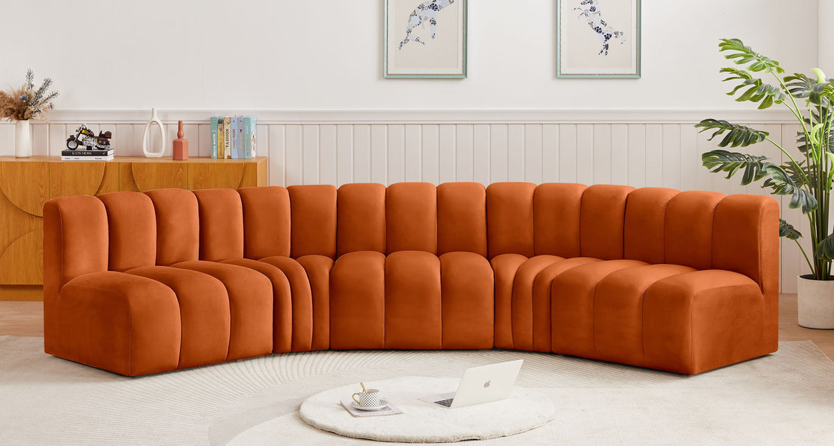 Arc - Velvet 5 Piece U-Shaped Modular Sofa