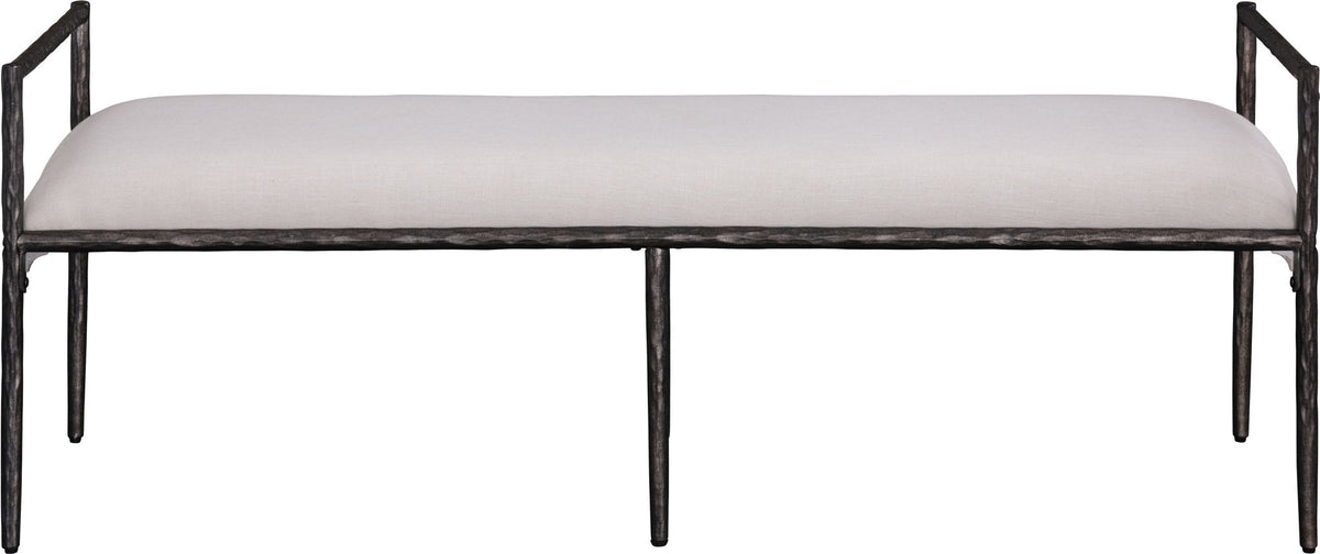 Axis - Linen Textured Beige Fabric Upholstered Bench