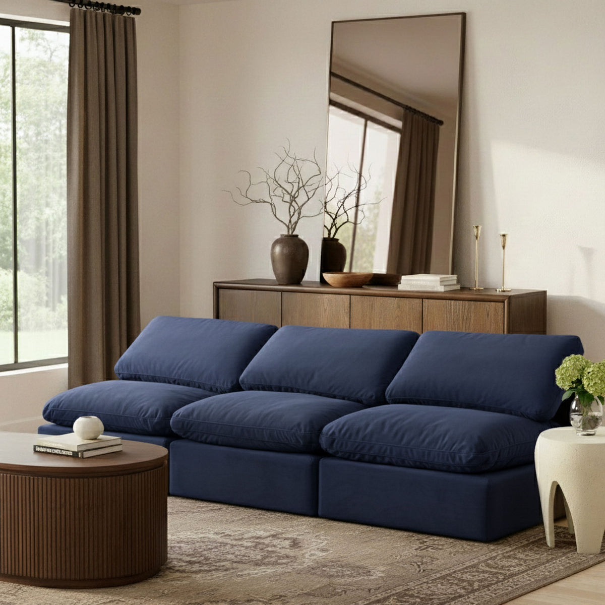 Indulge - Velvet 3 Seat Modular Armless Sofa
