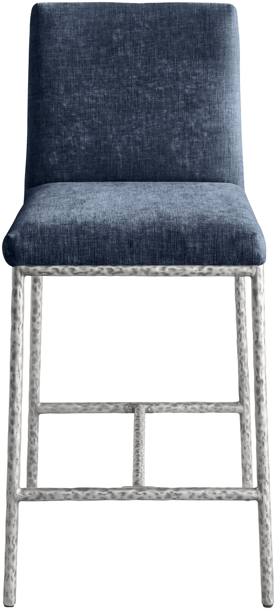 Reeves - Chenille Fabric Upholstered Counter Stool (Set of 2) - Silver Base