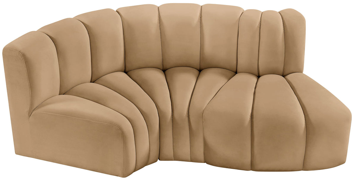 Arc - Velvet 3 Piece Modular L-Shaped Sofa