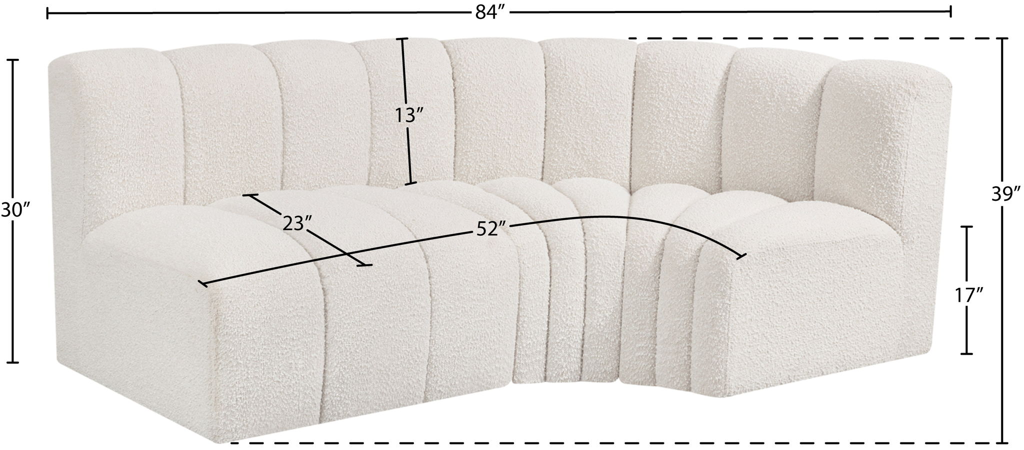 Arc - Boucle Fabric 3 Piece Sofa