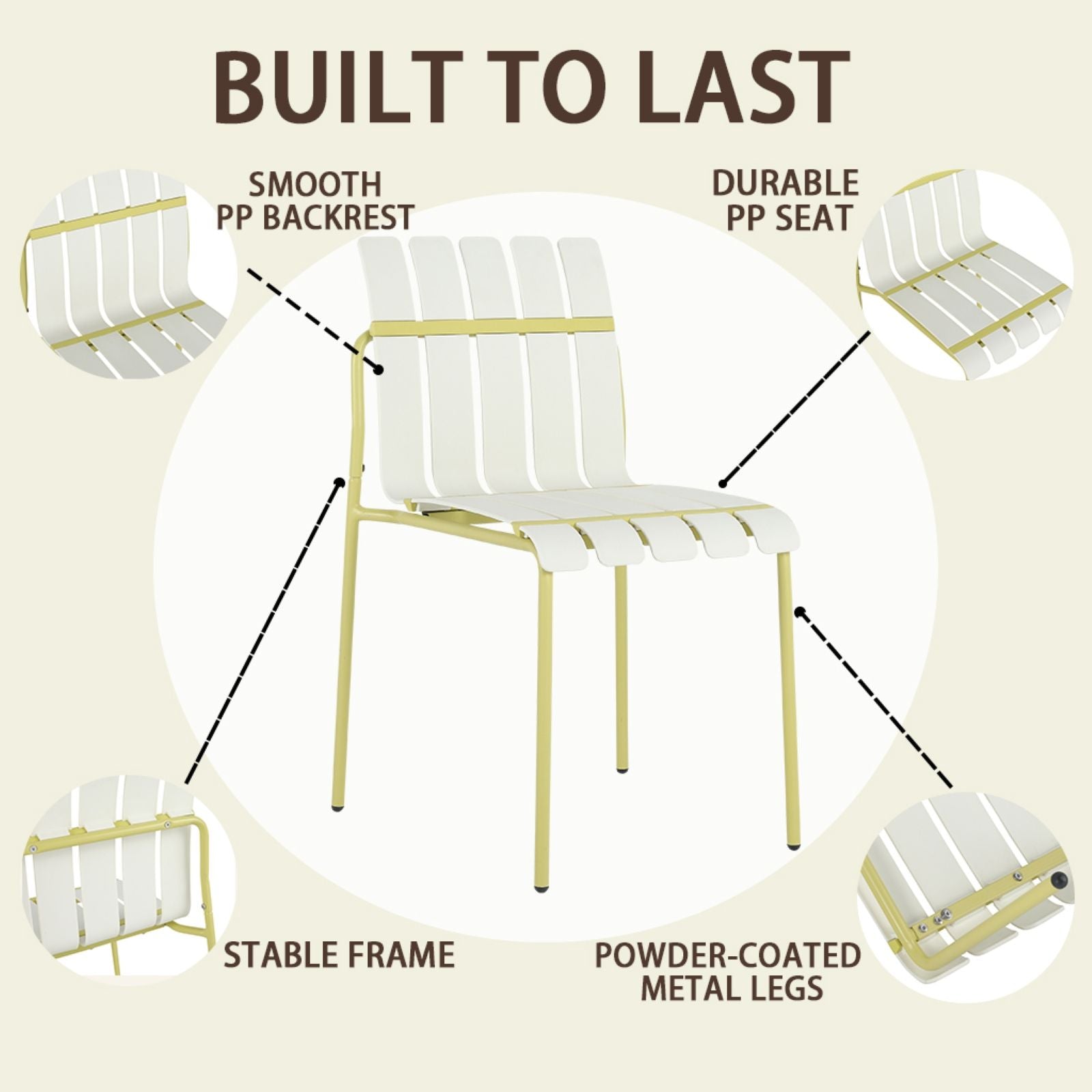 4 Piece Set Of Modern Color Block Designed Single Chairs With Round Table