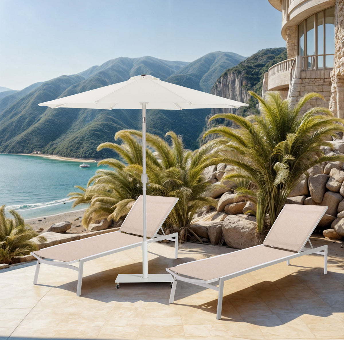 Fiji - Aluminum Patio Umbrella With Square White Base