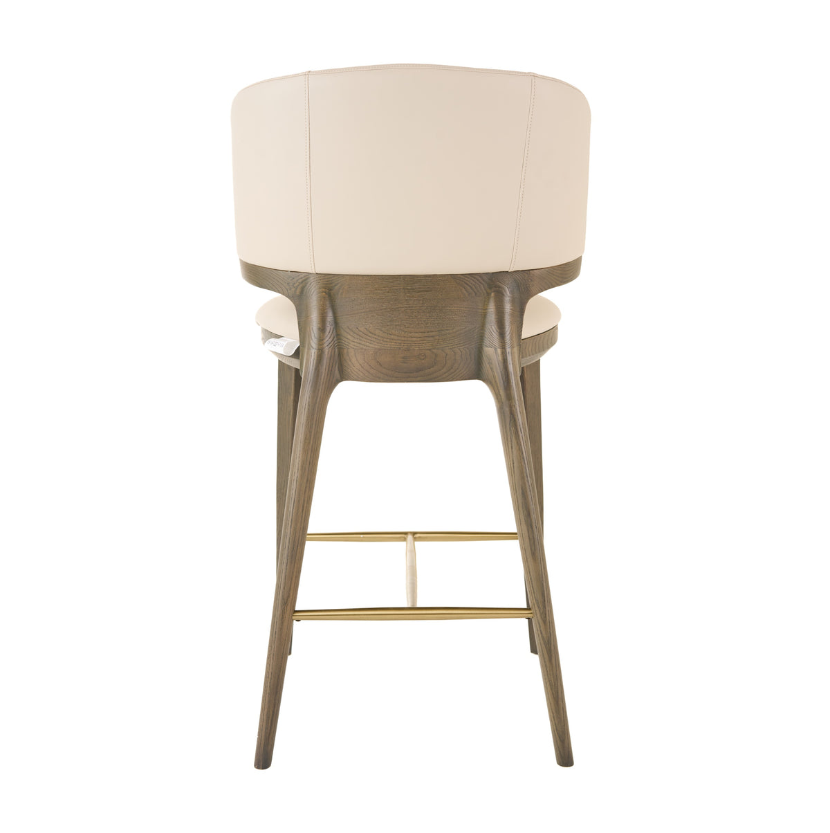 Calvary - Mid-Century Modern Beige Vegan Leather + Grey Ash Counter Chair