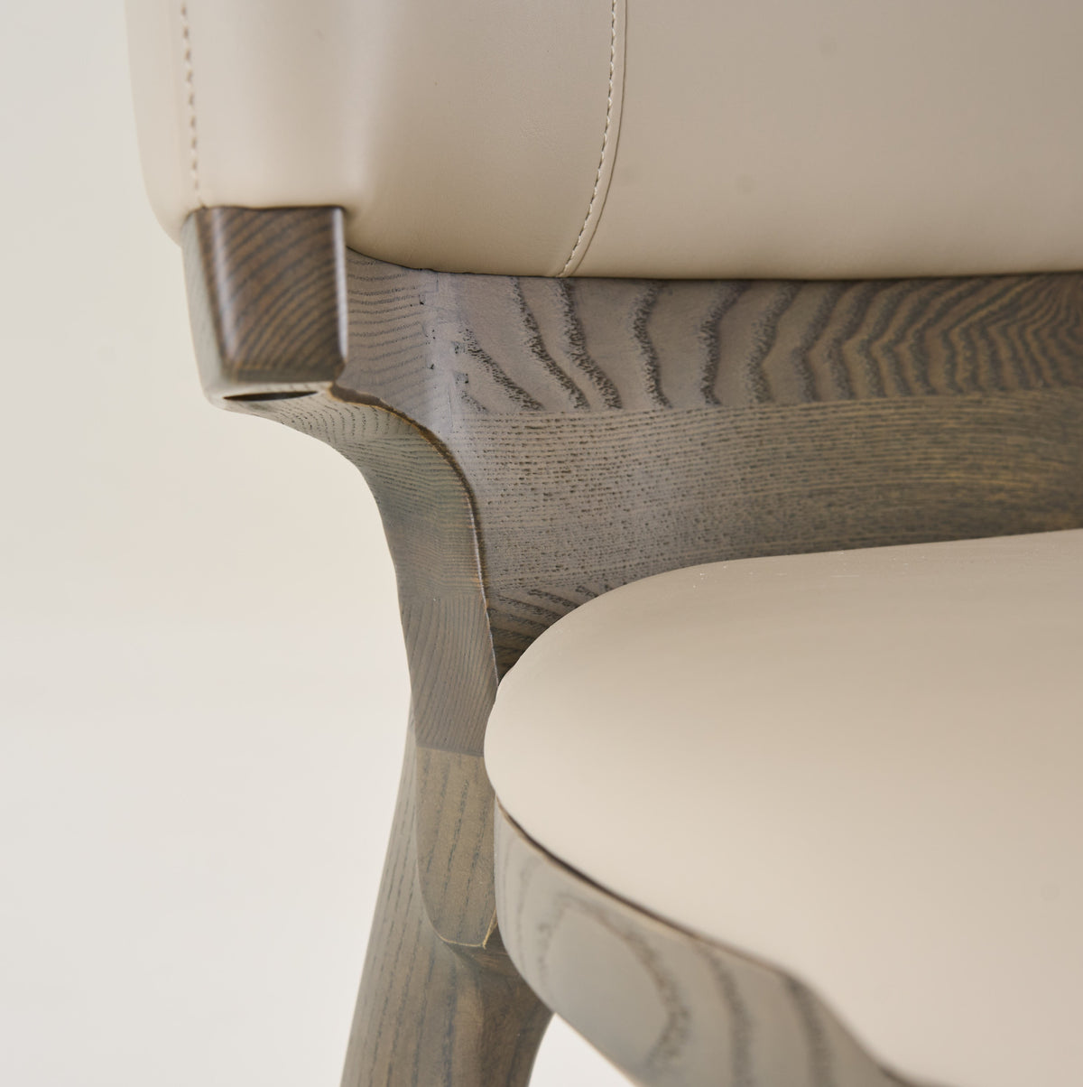 Calvary - Mid-Century Modern Beige Vegan Leather + Grey Ash Counter Chair