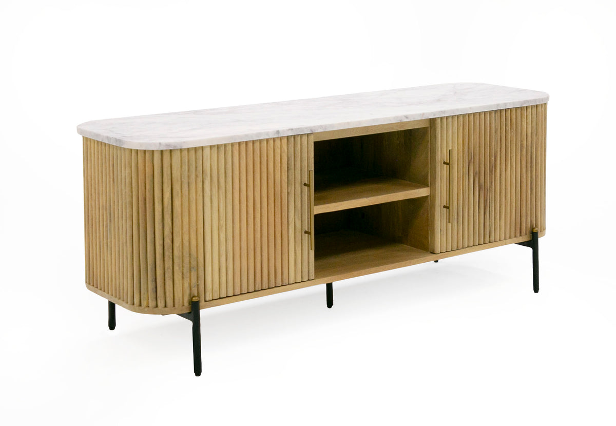 Cambridge White Marble & Mango TV Stand