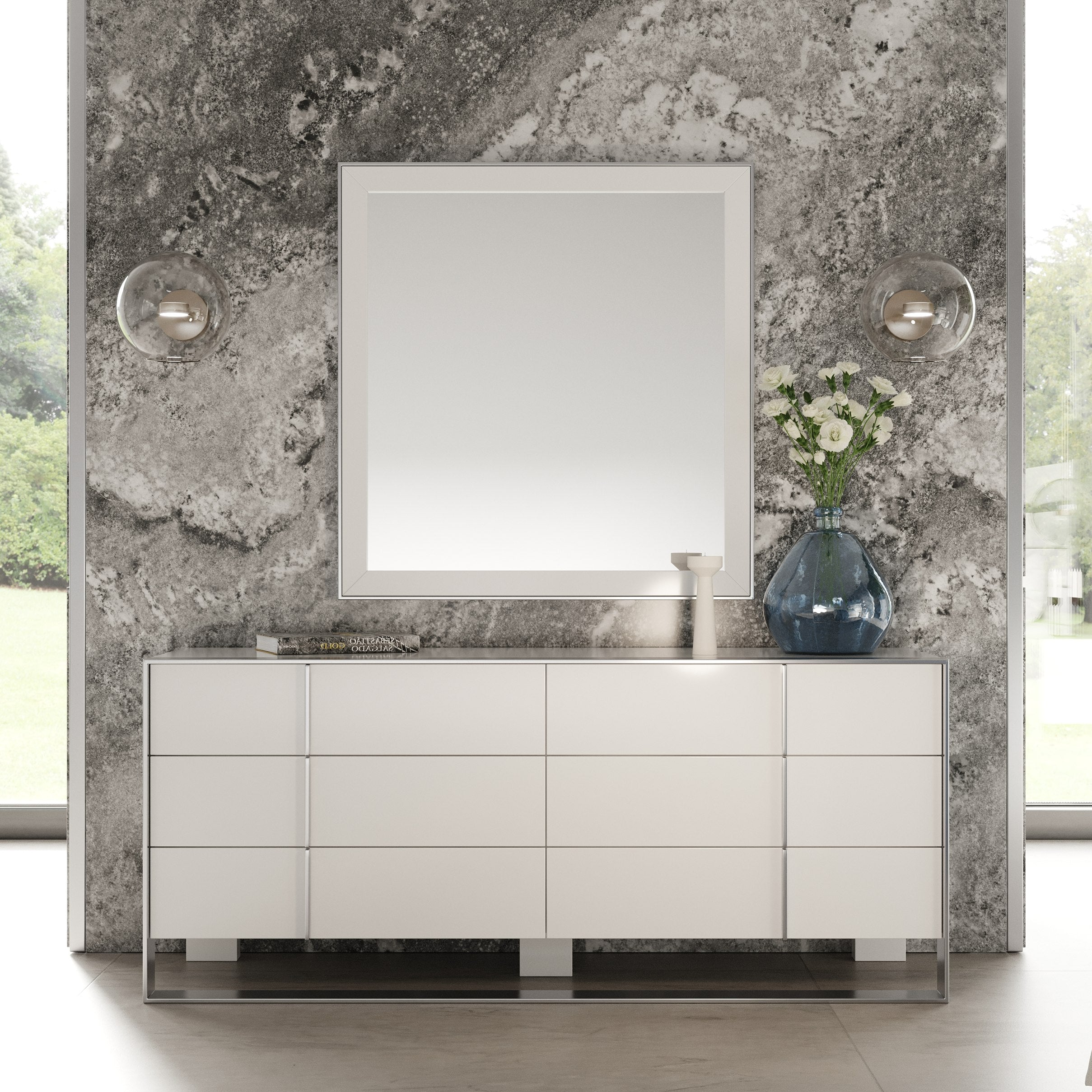 Modrest Cartier - Modern White + Stainless Steel Dresser