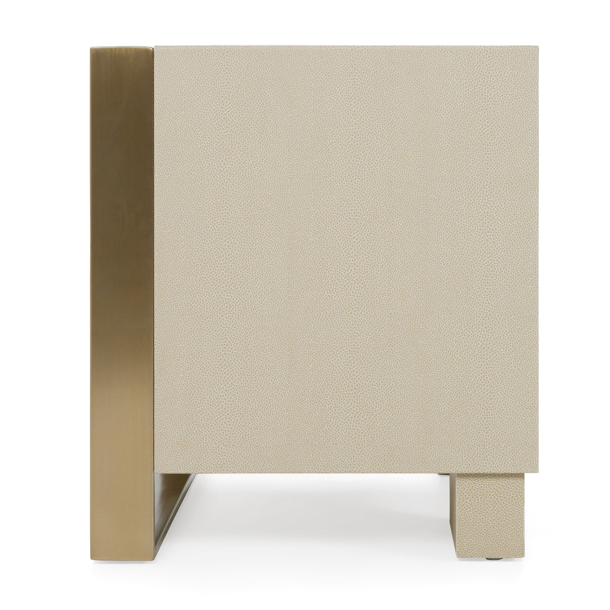 Cartier - Modern Beige Shagreen and Brushed Brass Nightstand