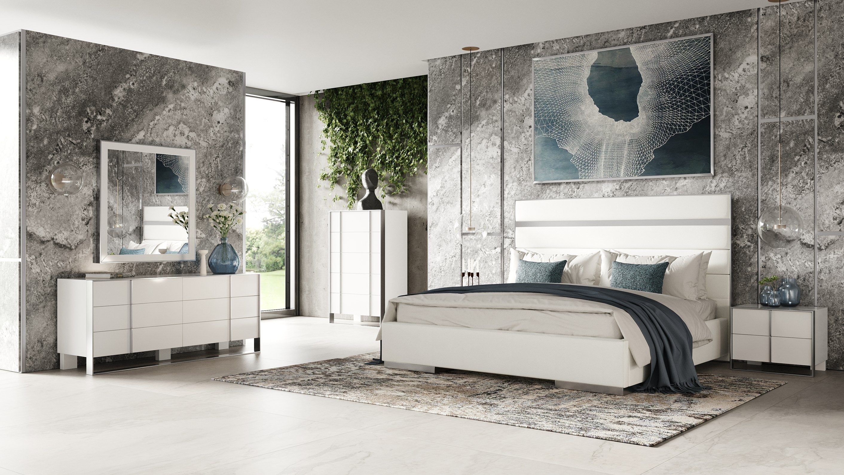 Modrest Cartier - Modern White + Stainless Steel Dresser