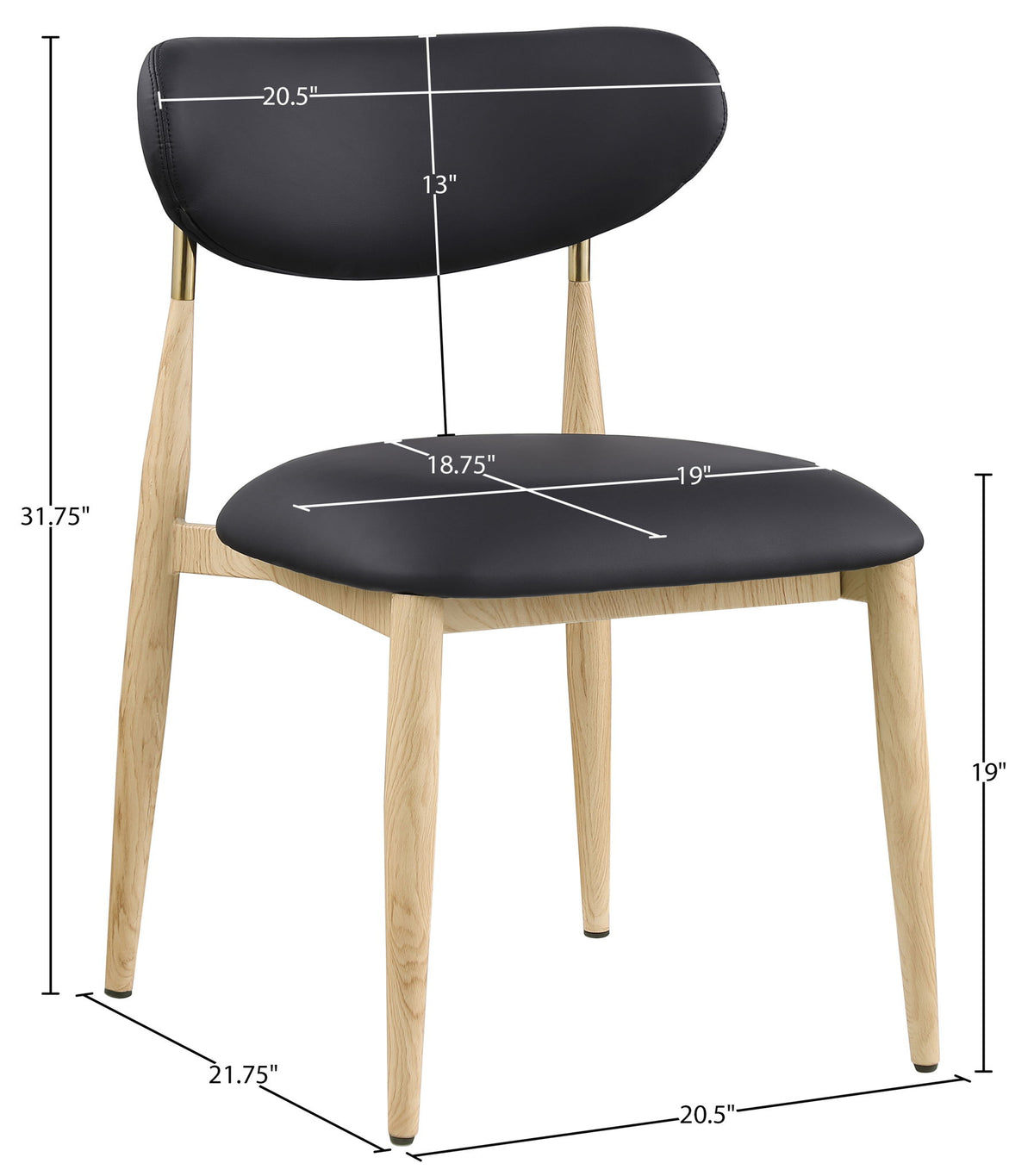 Ronda - Vegan Leather Upholstered Dining Side Chair - Natural Legs