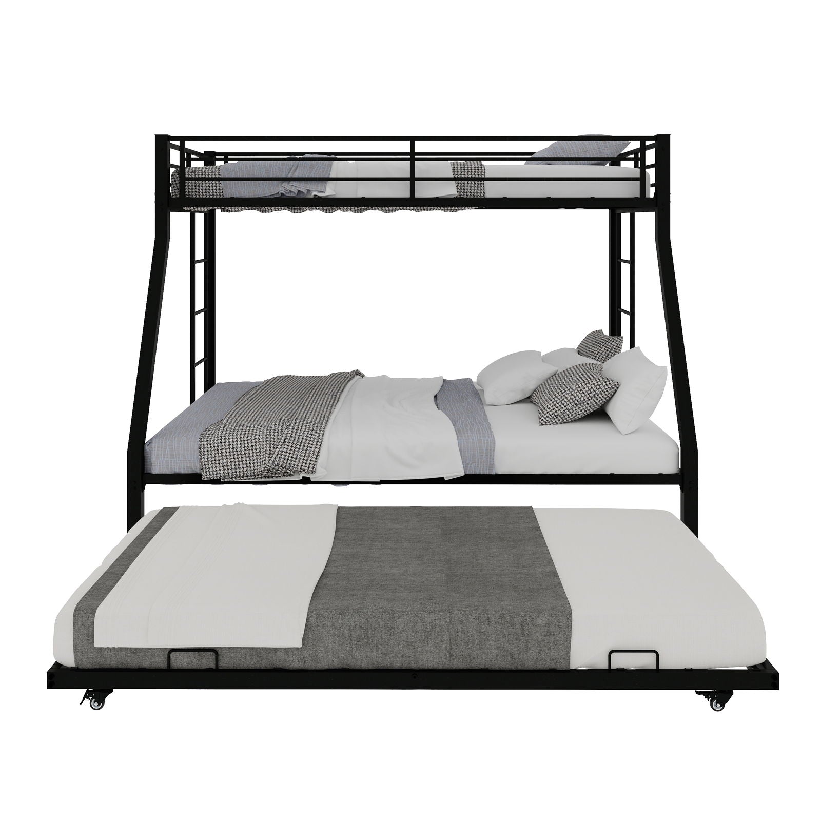 Bunk Bed For Kids, Convertible Frame With Ladders & Guardrail