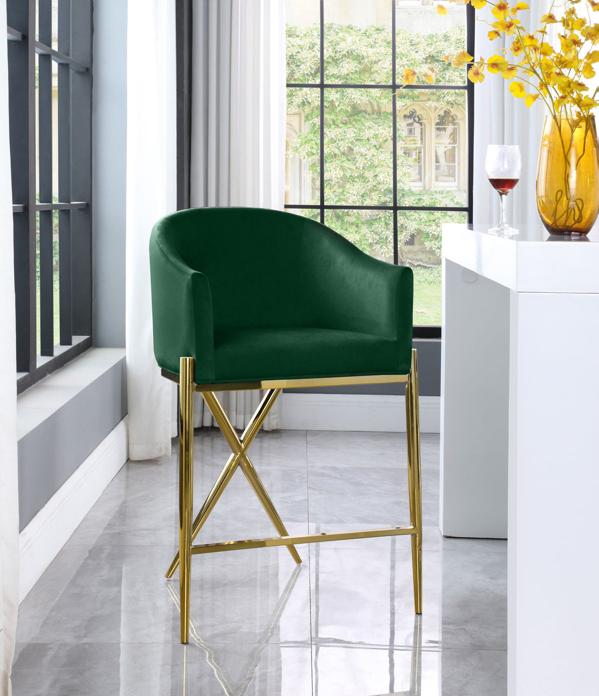 Xavier - Counter Stool with Gold Legs