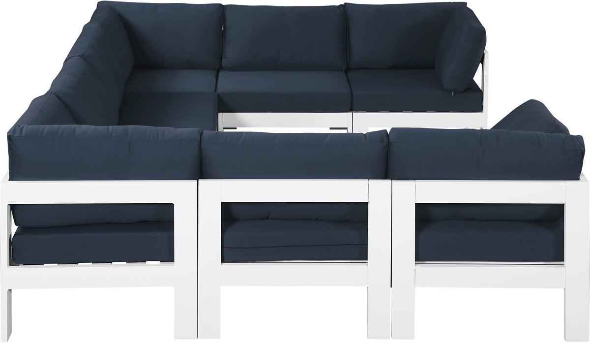 Nizuc - Outdoor Patio 8 Piece Modular Sectional With White Frame