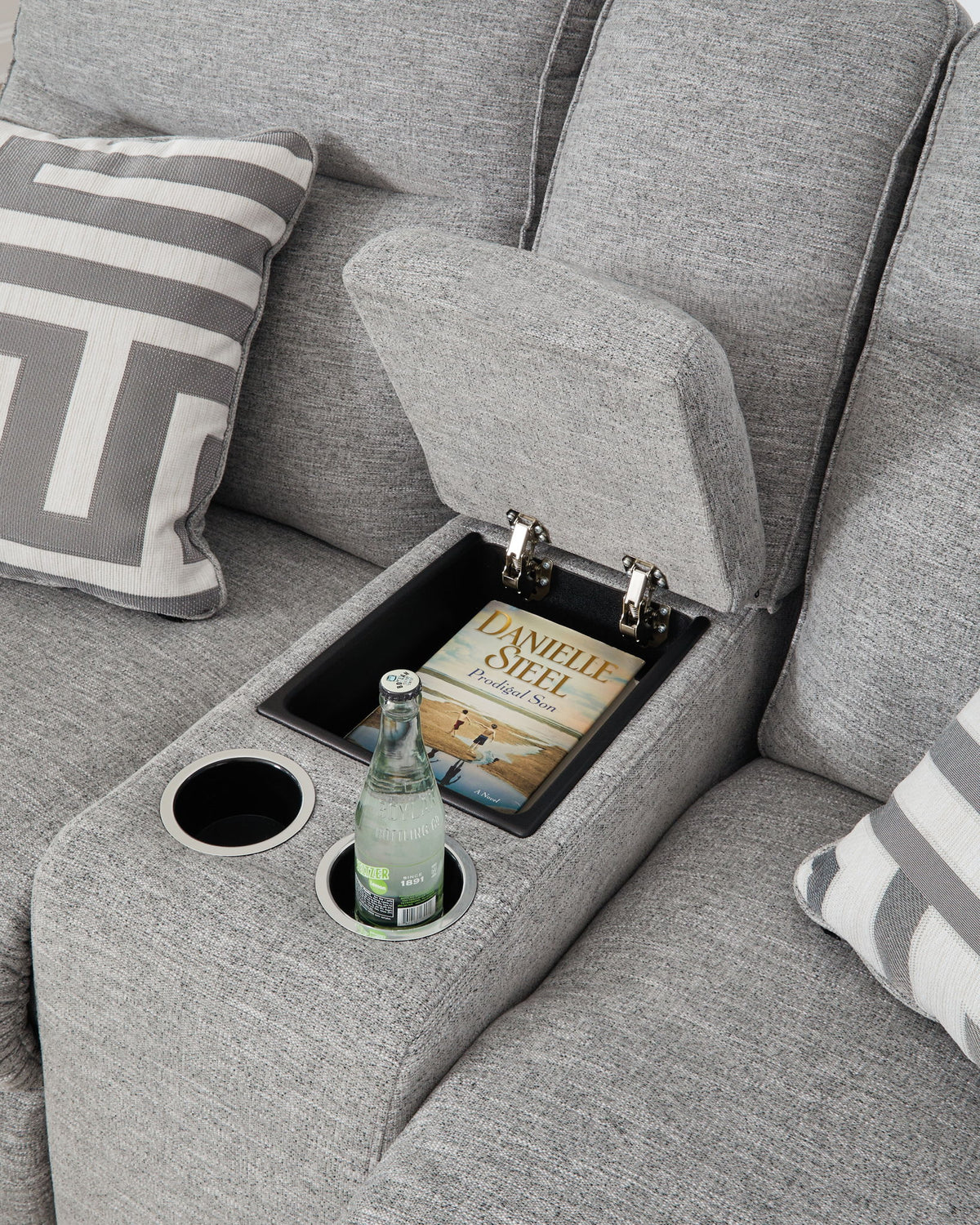 Biscoe - Power Reclining Loveseat With Console /Adj Headrest - Pewter