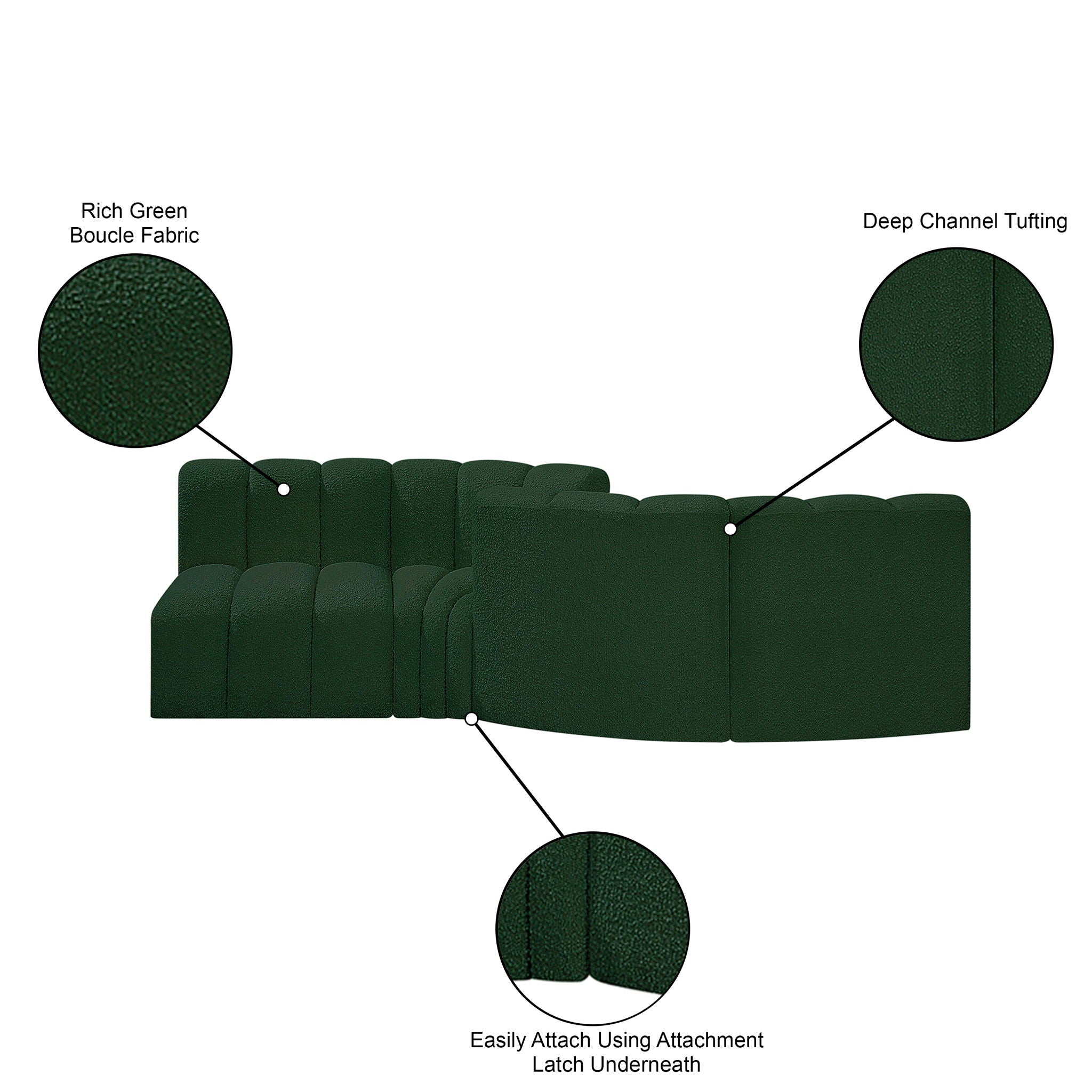 Arc - Boucle Fabric 4 Piece Sofa