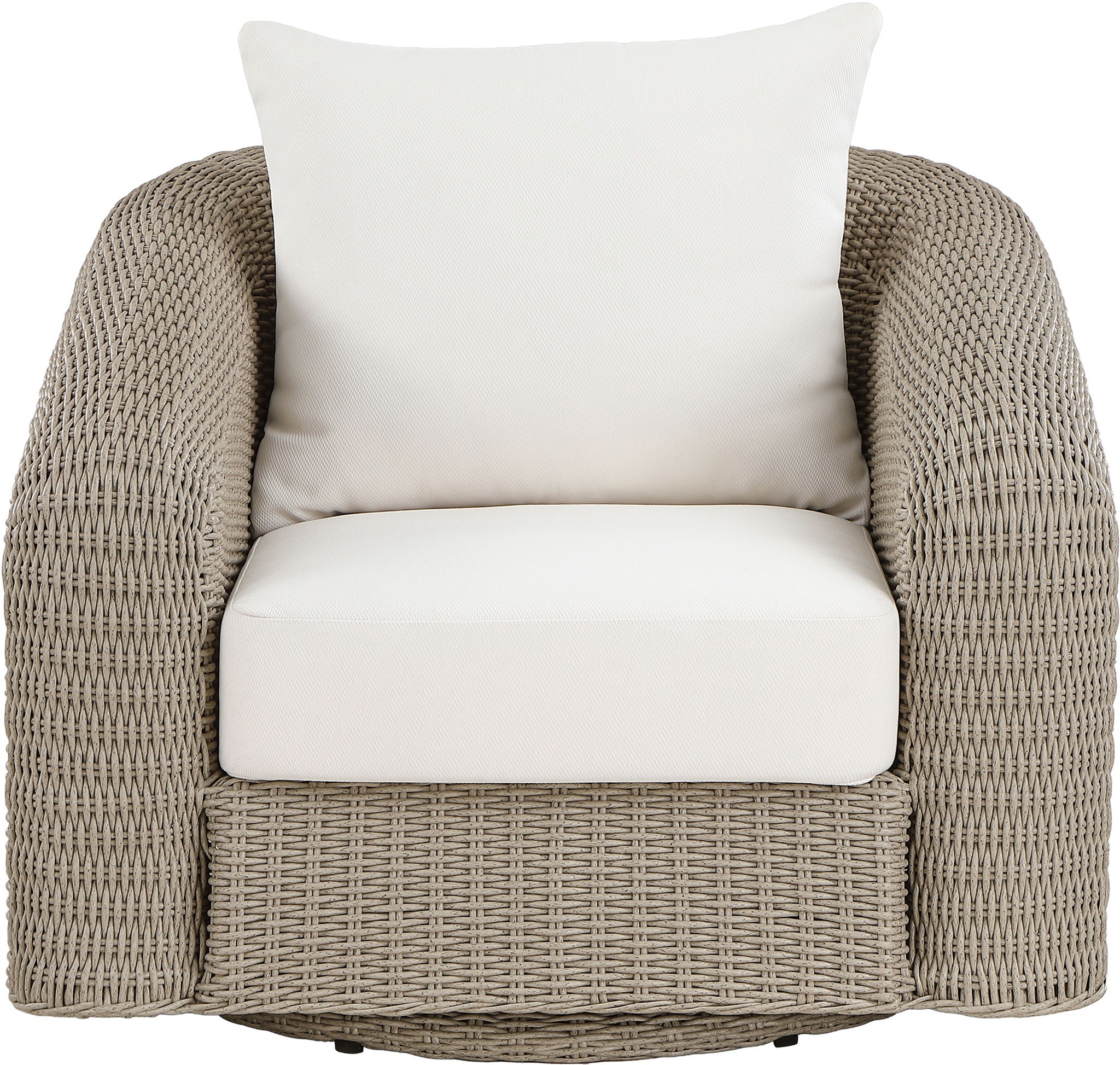 Seacrest - Olefin Water Resistant Fabric And Wicker Outdoor Patio Swivel Chair