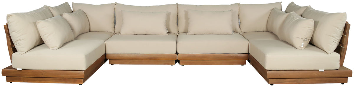 Mirella - 6 Piece Water Resistant Fabric Upholstered Outdoor Patio Modular Sectional
