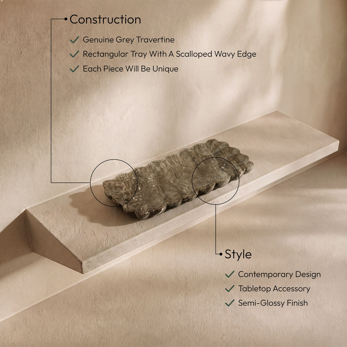 Ruffalo - Travertine Tray