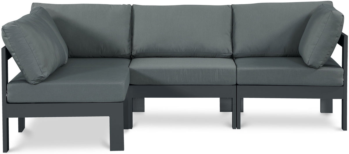 Nizuc - Outdoor Patio 4 Piece Modular Sectional With Gray Frame