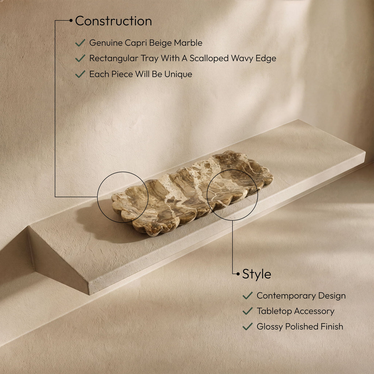 Ruffalo - Genuine Marble Tray